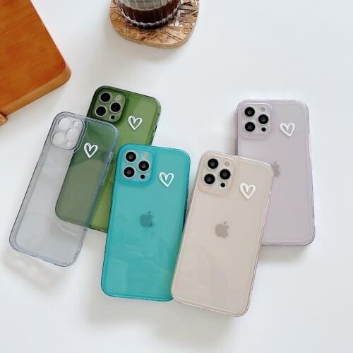 Transparent Love Phone Case For iPhone 12 Pro 12 11Pro Max XR XS Max X 7 8 Plus SE 2020 12 Mini Shockproof Soft TPU Back Cover