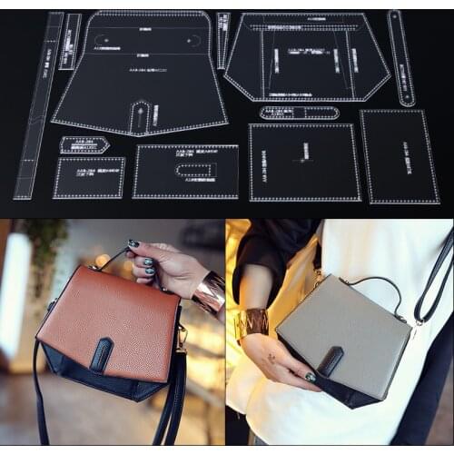 Handmamde Handbag Acrylic Template Leather Pattern DIY Hobby Leathercraft Sewing Pattern Stencils 22*17*8cm