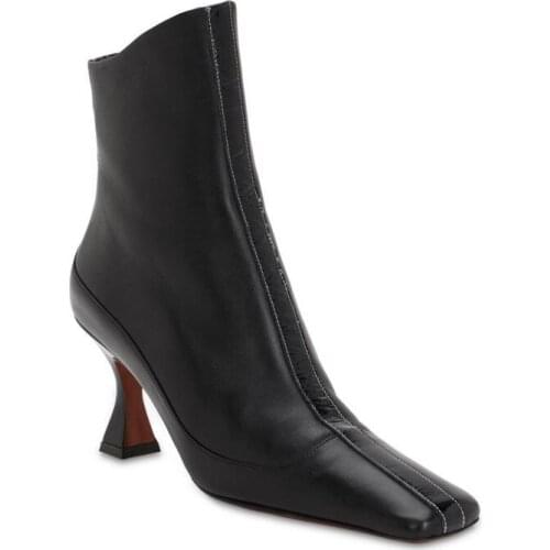 Sapato Feminino Women Patent Leather Boots High Heels Dress Shoes SquareToe Boots Black Botas Mujer Low Heels Pumps Woman Shoes