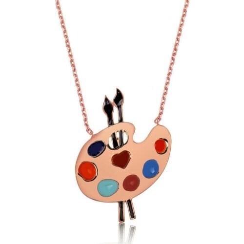 Silverlina Silver Painter Palette Womens Necklace
