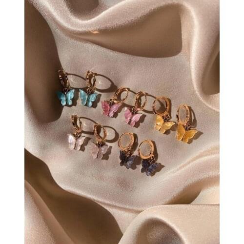 Butterfly Earrings, Butterfly Huggie, Mariposa Earrings, Butterfly Pearl Earrings,Hoops, Acrylic Butterfly, Gift, Present