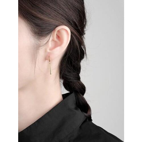 925 Sterling Silver Geometric Pendant Stud Earrings for Women Gold Party Jewelry wedding Accessories Wholesale