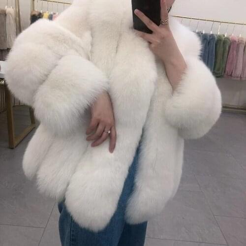 2021 New Arrival Winter Womens Super Warm Real Natural Fox Fur Coat Back Side with Real Genuine Mink Fur Link Luxury Coat