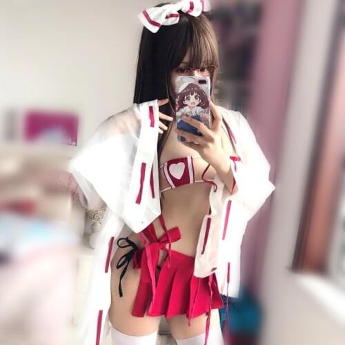 Japanese Womens Anime Psychic Love Live Cosplay Costumes Japanese Kimono Witch Uniform Sexy Bikini Lingerie Set Maid Dress