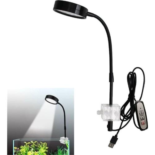Full Spectrum 4 Level Brightness Fish Tank Clip on Light,USB Powered Dimmable Clamp Aquarium Lighting for growing plants
