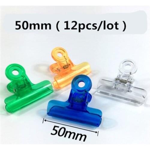 12pcs/pack 50mm Plastic Money Letter Paper File Clamps Clip For Office School Students Ticket holder Bag folder