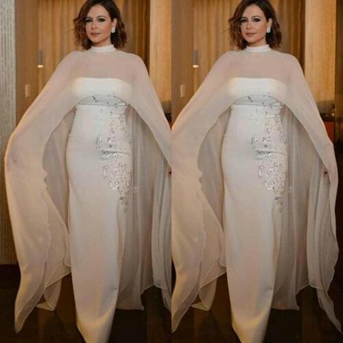 Plus Size Mother Dresses With High Neck Wrap Strapless Sequins Wedding Guest Gowns Floor Length White Long Formal Party Gowns
