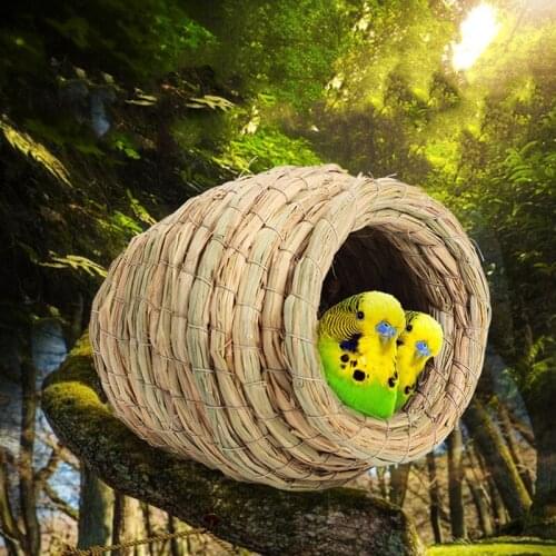 1Pc Natural Handmade Straw Bird Nest Pigeon House Parrot Nest Warm Pet Bedroom Courtyard Small Animal Bird Cages Bird Supplies