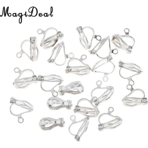 20PCS 12 x 10mm Silver Plated Metal Clip on Earring Earwire Jewelry Findings Silver Plated French Ear Wires Hoop Earring Clip