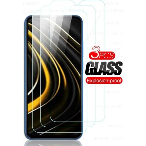 3pcs original full cover screen protector tempered glass for xiaomi pocom3 poxo poko poco m3 m 3 3m 6.53'' phone film 9h clear