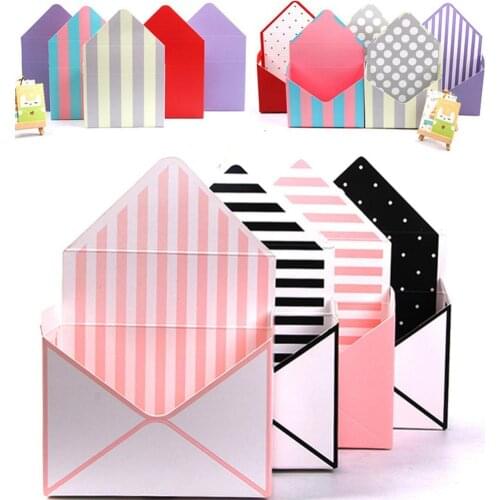 40%HOTRomantic Envelope Stripe Bouquet Paper Packaging Box Stand Flower Shop Gift Wedding Engagement Party Decoration Stripe Pri