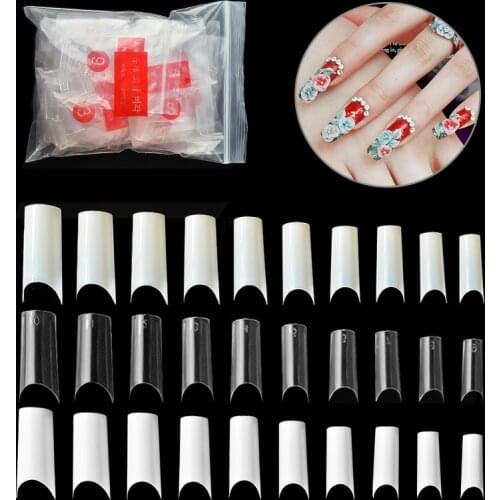 500pcs/bag French Half Nail Tips Clear False Nails 10 Sizes Natural Transparent White Fake Nails Acrylic UV Gel Manicure Tip