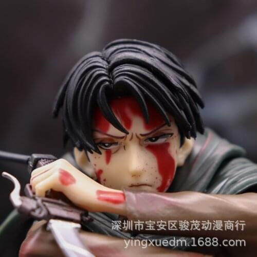 Anime Attack on Titan Captain War-damaged Captain Levi Ackerman Action PVC 18cm Figure Collectible Model Figurine