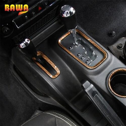 BAWA 4Pcs Automotive Interior Stickers for Jeep Wrangler 2011-2017 Gear Panel Frame Trim Front Rear Water Cup Holder Trim Cover