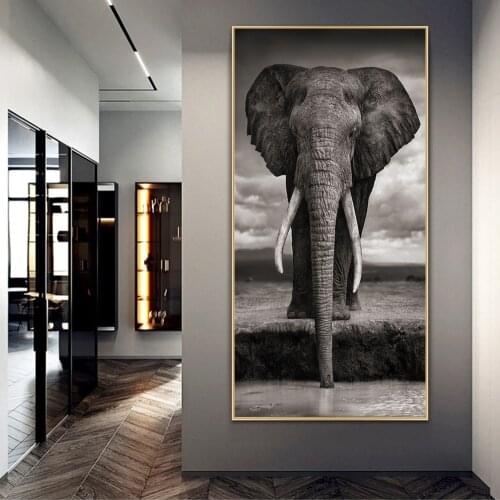 Black And Withe African Elephant Canvas Paintings On the Wall Art Posters And Prints Animals Canvas Art Pictures Cuadros Decor