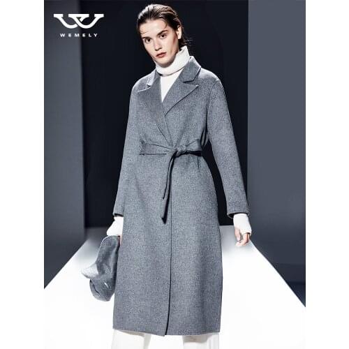 Double sided cashmere coat womens middle and long 2021 new autumn and winter Lapel wool coat slim woolen coat