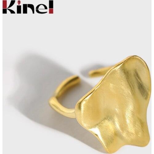 Kinel Silver 925 Jewelry New Arrival irregular 18 k Gold Plated Ring Opening Fashion Unique Design for Women Christmas Gifts