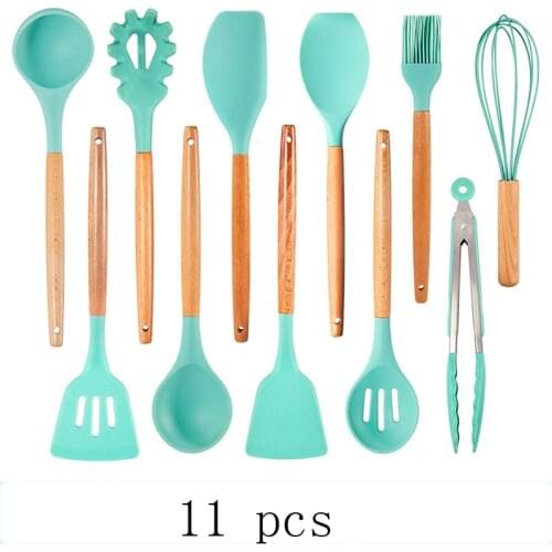 1/11/12/13 Pcs Kitchen Tools,Silicone Cooking Utensils,Utensils Set,Food Clip,Kitchen Bucket,Silicone Spatula(green/red)