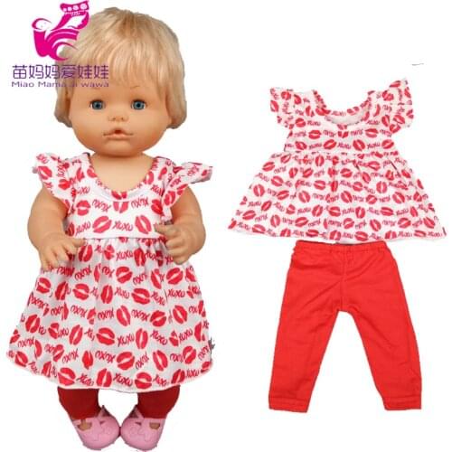 Doll dress stocking 40cm Nenuco red skirt Ropa y su Hermanita 17 inch baby doll clothes