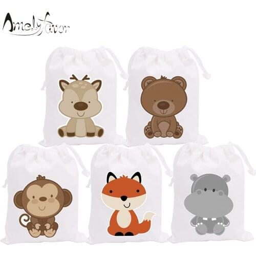 Woodland Animals Theme Party Favor Bags Monkey Fox Gift Bag NO.2 Woodland Animal Baby Shower Birthday Party Decorations Supplies