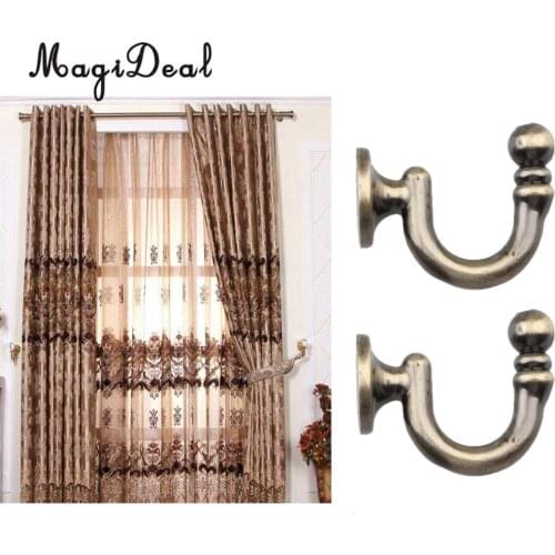 MagiDeal 2 Pieces Metal Curtain Tieback Hooks Holders with Screws for Wall Door Hangers hanging clothes Hat -Bronze