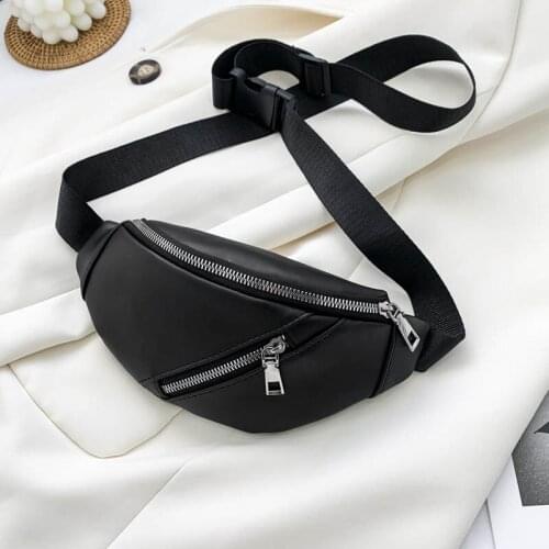 Fashion Women Chest Bag Belt Waist Pack PU Leather Crossbody Bag Travel Phone Pouch Purse Solid Color Girl Hip Banana Bags