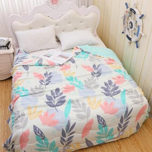 Soft Breathable Washed Summer Quilt Air-conditioning Quilt Comforter Thin Blanket Printed Bedspread Bed Cover Home Textiles