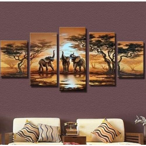 2017 diy 5pcs/set mosaic full diamond embroidery elephant animals 3d diamond painting cross stitch square drill multi-pictures