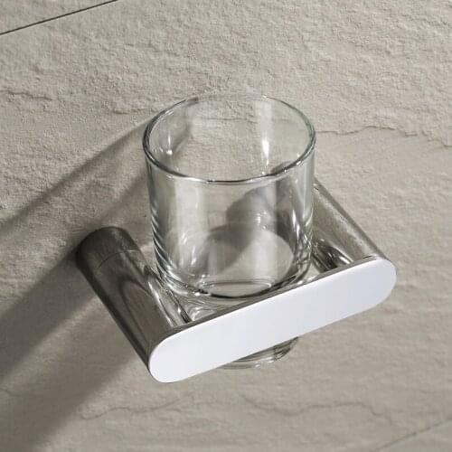 Polish Stainless Steel With Glass Cup Wall Mounted Toothbrush Holder Hotel Home Accessories Bathroom Bracket