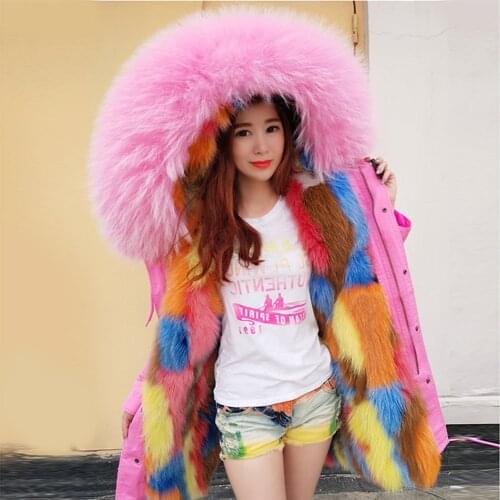 MAOMAOKONG New Natural Real Fox Fur Jacket Hooded Woman Parkas Winter Warm Coat Mulher Parkas Womens Jacket