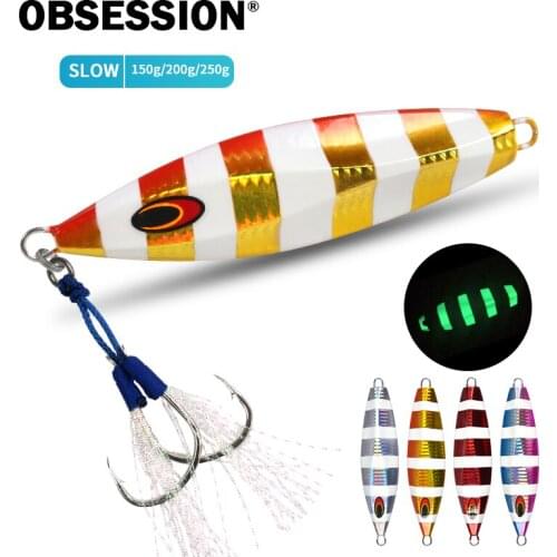 Slow Sinking Full Jigging Lure 200g 250g 300g Lead Bait Saltwater Metal Fishing lure Metal jigs Artificial bait Assist Hooks