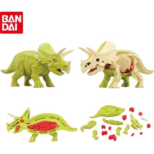 Bandai Genuine 3D Three-dimensional Puzzle Triceratops Anime Action Figures Joints Moveable Animals Anatomy Puzzle Toys For Kids