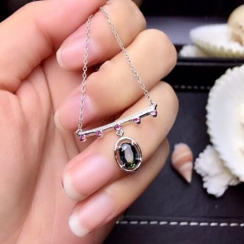 Natural blue sapphire necklace S925 silver natural red ruby necklace fashion Lovely Row Smiling face girl gift party jewelry