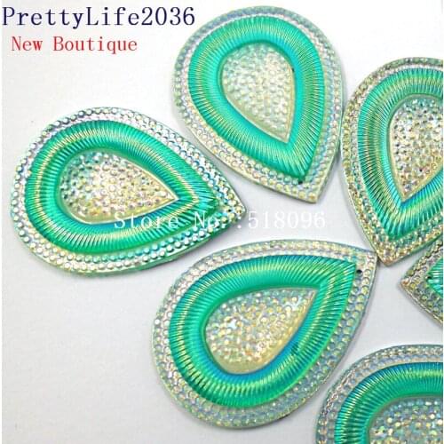 REsin Rhinestones Charms,Blue Green AB 30x40mm For Sewing Accessories Diy Decoration Dresses Strass Crystal Stones and Crystals
