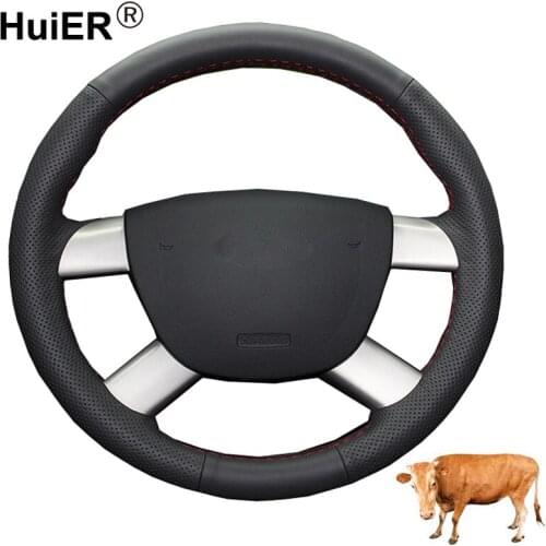Hand Sewing Car Steering Wheel Cover Volant Top Cow Leather For Ford Kuga 2008 2009 2010 2011 Focus 2 2005-2011 C-MAX 2007-2010