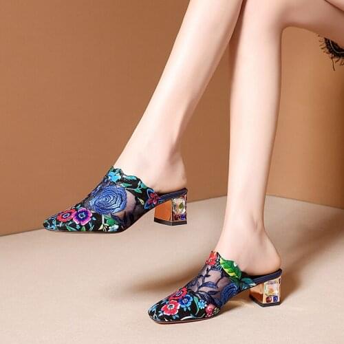 SKLFGXZY Summer New Product Women Slippers Fashion Genuine Leather Womens Shoes Cowhide Slippers High-heeled Sandals