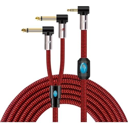 Stereo 3.5mm to Dual 6.35mm Jack 1/4'' TS Mono Male Audio Cable for Phone Laptop Mobile Mixer Amplifier Speaker Shielded Cords