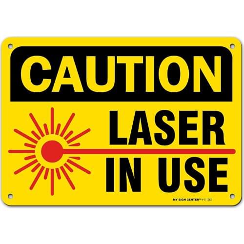 Caution Laser in Use Sign RustFree Yellow Aluminum, Indoor/Outdoor Use Metal Poster Metal Painting 20x30cm Poster Metal Plaque