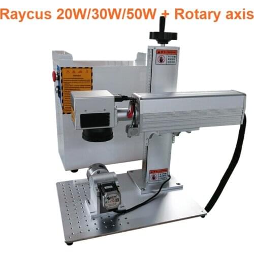 50W raycus fiber laser marking machine metal marking machine stainless steel laser engraving machine with rotary axis