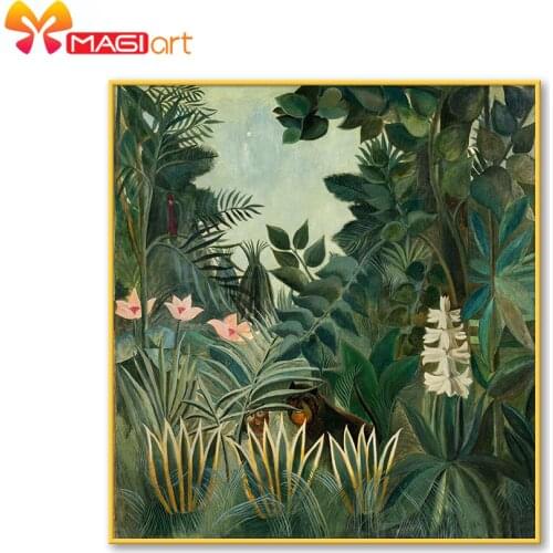 Cross stitch kits Embroidery needlework sets 11CT water soluble canvas patterns 14CT Animals in the forest -NCMA118