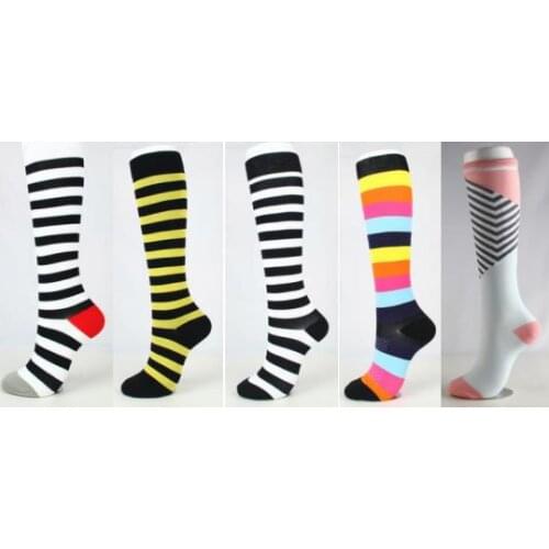 5pair/lot Printing Pattern High-Elastic Unisex Compress Nylon Professional Prevent Varicose Veins Protect Long legs Stockings