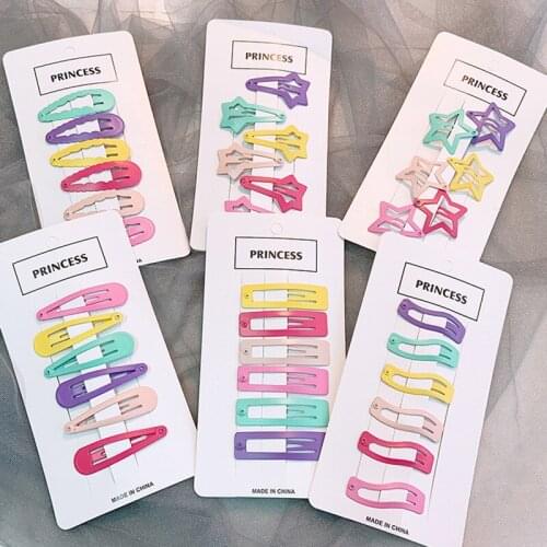 Baby Girls Hair Clips Women Girls Cute Geometric Simple Solid Candy Colors Hair Clips Cute Headwear Accessories For Female