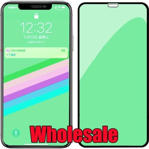 10pcs Green Light Protect Eyes Tempered Glass Screen Protector Full Cover For iPhone 12 Mini 11 Pro Max XS XR X 8 7 6 Plus SE