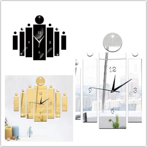 Mirror Wall Rain Adhesive DIY Rectangular 3D Stereo Clock Clock Wall Adhesive For Home Decoration Art Arabic Numbers Big Clock