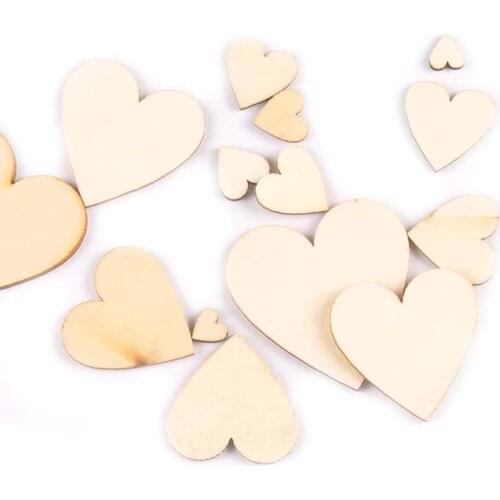 10-80mm Mixed Heart Shape Natural Wood Slices DIY Wedding Crafts Embellishment Handmade Accessories Wooden Home Decor M1981