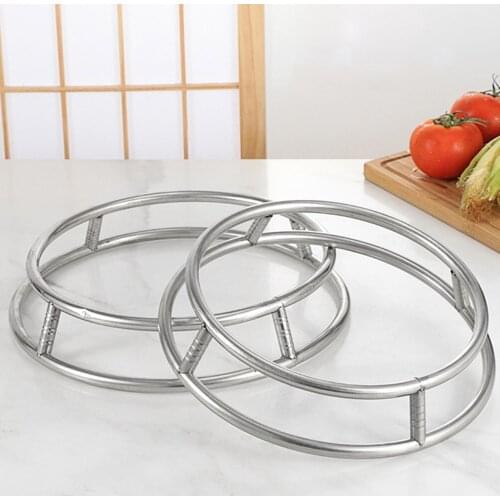2PCS Round Pot Rack Stainless Steel Heat Insulation Pot Holder Accessory Double Layer Frying Pan Round Tube Shelf Set