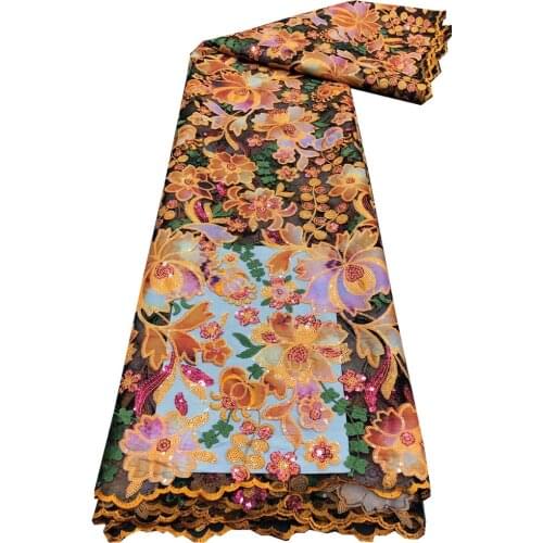 2021 Latest Nigerian Sequins Laces Fabrics High Quality Tulle African Laces Fabric French Net Lace Materia Wedding xb18-89