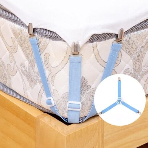 4/2Pcs Bed Sheet Mattress Fastener Clips Elastic Three Heads Holder Quilt Sofa Cover Blankets Curtain Non-slip Gripper Clip