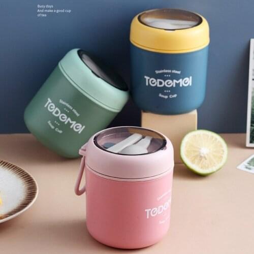 530ML Sealed Breakfast Cup Milk Cup Can Japanese Style 304 Stainless Steel Insulation Coffee Cup Travel Picnic Bottle