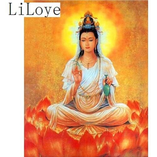 LI LOYE DIY Diamond Painting Cross Stitch kits 5D Full Diamond Embroidery Buddhism Guanyin Pattern Diamond Mosaic Needlework FZ3